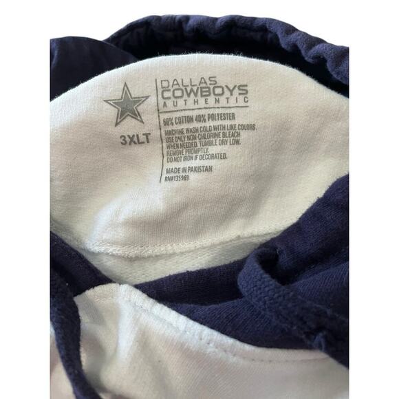 Men's Authentic Dallas Cowboy Long Sleeve Hoodie Grey and Dark Blue-Flax -3XLT - Picture 2 of 4